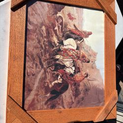 C M Russell Print Of 3 Native Americans On Horseback