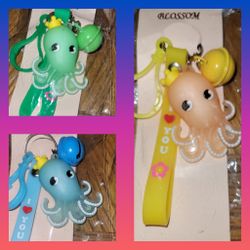 Choice Of Octopus Strap Keychain w/Bell