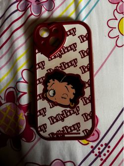 Betty Boop iPhone 15 Case – Cute Winking Face with Red Heart Camera