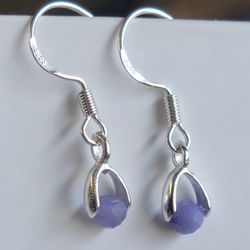 Natural Tanzanite Gemstone Earrings. 925 Sterling Silver Stamped 