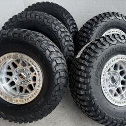 Kmc 235 Machine Beadlock 17x9 6x139.7 -38 Offset With Bfg Km3 35x12.50R17 Tires🔥🔥🔥