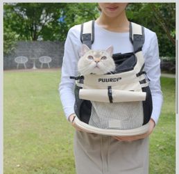 Backpack for Dog Accessories Small Dog cat go Out Bag Break Free Walk Dog Dirty pet Backpack Car Bag (Beige, Small)
