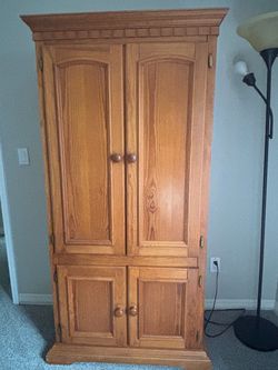Oak Wood Armoire Cabinet
