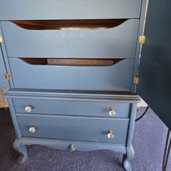 Vintage Cabinet Painted Peacock Blue