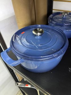 Blue Enameled Cast Iron Dutch Oven with Lid