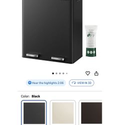 SONGMICS Trash Can, 2 x 8 Gallon (2 x 30 L) Garbage Can for Kitchen, with 15 Trash Bags, 2 Compartments, Plastic Inner Buckets and Hinged Lids, Airtig