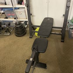 Gym Bench with 7ft Barbell and Plates Included 