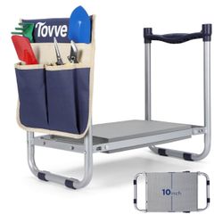 (1111-4) Upgraded Garden Kneeler and Seat with Thicken & Widen Soft Kneeling Pad, Heavy-Duty Foldable Garden Stool with Large Garden Tool Bag, Portabl