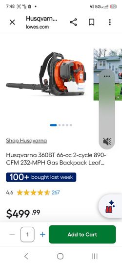 Husqvarna 360BT Gas Backpack Leaf Blower