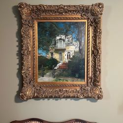 Painting Oil On Canvas Gold Frame 44 X 39
