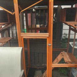 Outdoor Wood Pet Cage With Vinyl Cover