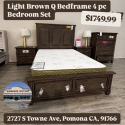 4-Piece Queen Bedroom Set – Light Brown (Floor Display) – $1,749.99 DEAL!