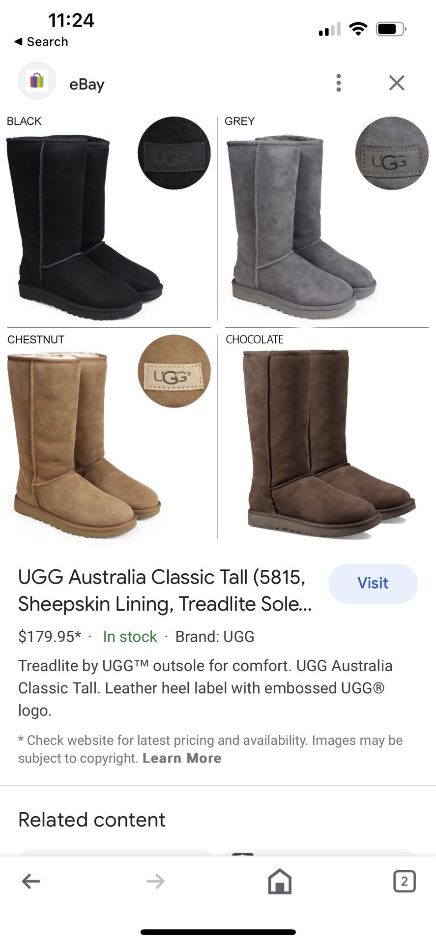 NIB Uggs Black 5815 Size 42