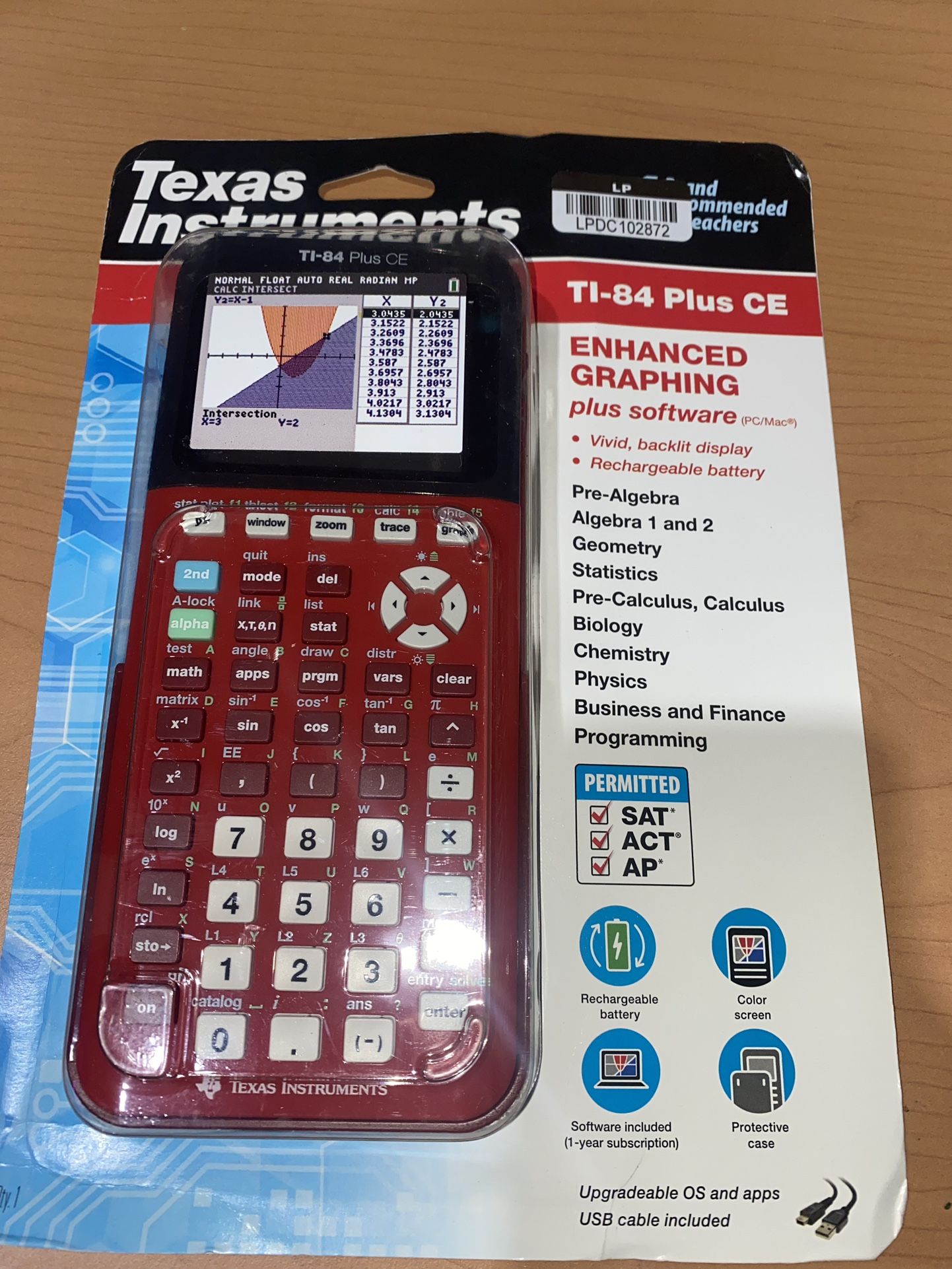 2 X Texas Instruments 84+CE Graphing Calculator - Red