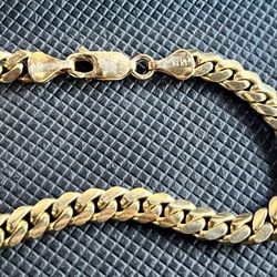 Solid Cuban Bracelet / 14K Gold / 23.8g