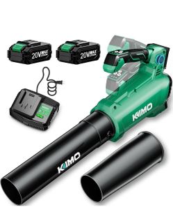 KIMO Leaf Blower Cordless with Battery and Charger, 800CFM/300MPH, Precision Adjustment Handle, 3Speeds w/ Visual Panel, Lightweight, 2 Extended Tube,