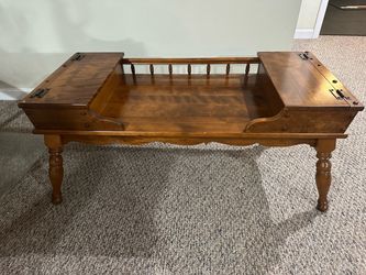 Vintage Ethan Allen Solid Wood Storage Coffee Table / Cocktail Table