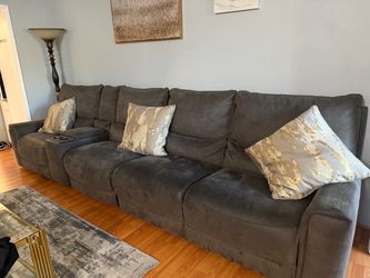 Large Gray Sectional Recliner Sofa