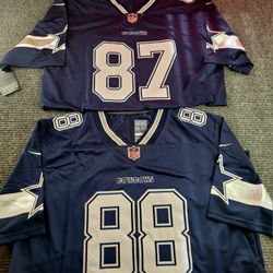 Dallas Cowboys stitched Pair Of Blue Jerseys Lamb Ferguson mens large XL,2XL,3XL