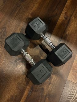 40 lb Rubber Hex Dumbbells Pair