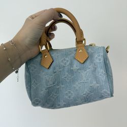LV nano speedy in denim bag