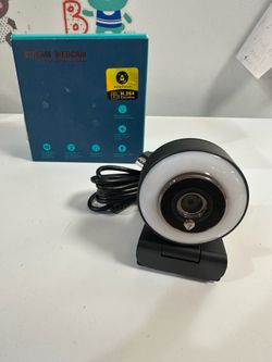 Webcam with Ring Light, Computer Web Camera for Desktop, Laptop
