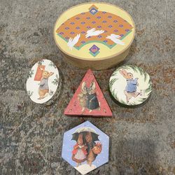 Vintage Easter bunny wood boxes hanging ornaments