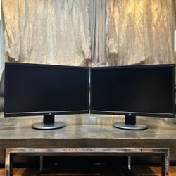 Two ( dual ) LED Backlit HP 22uh 22” Full HD 1080p HDMI DVI VGA computer monitors