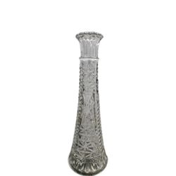 Vintage Anchor Hocking Clear Glass Stars and Bars Long Stem Bud Vase 9" Tall