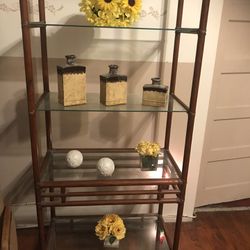 BAMBOO STAND WITH FOUR GLASS SHELVES 