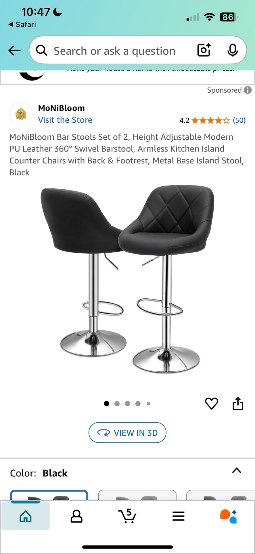 2 BLACK BAR STOOLS BRAND NEW
