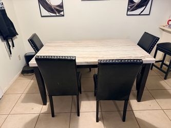 OBO used Marble Top Dining Table with 4 Chairs