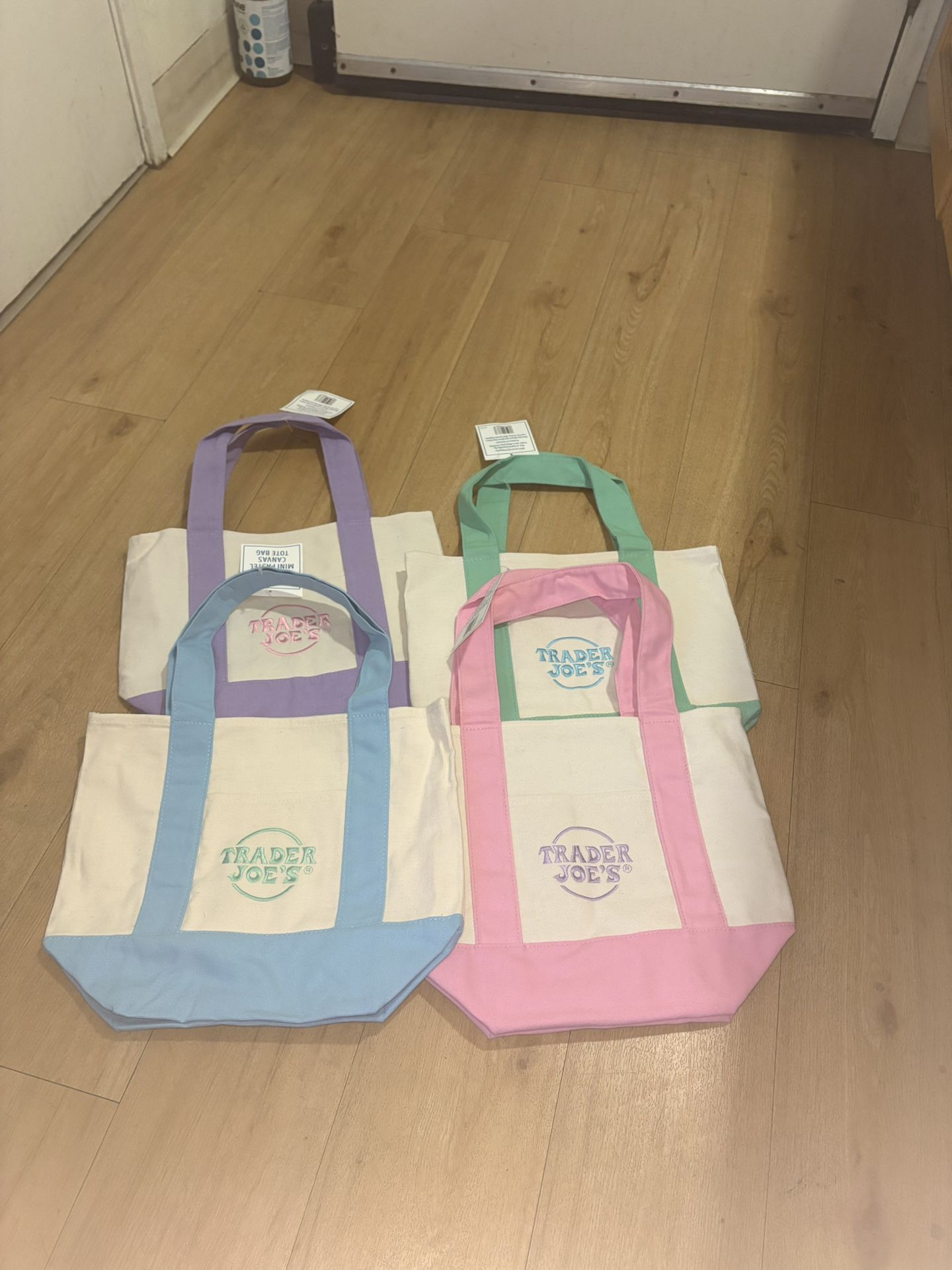 New Trader Joes Mini Pastel Canvas Tote Bag