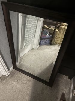 Dark Brown Cherry Wood Mirror