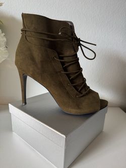 Olive green ankle boots