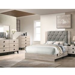 4- Pc Bedroom set Dresser,Mirror  Nightstand (1) Queen size bed frame  Not including Mattress and Box Sp