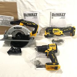 Brand New Dewalt 20V Brushless Circular Saw, Multitool And Hammer Drill. Tools Only.