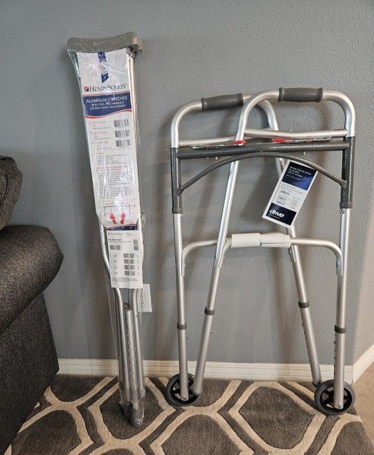 NEW ! WALKER WEELS, NEW CRUTCHES , ORTHOPEDIC BOOT L.