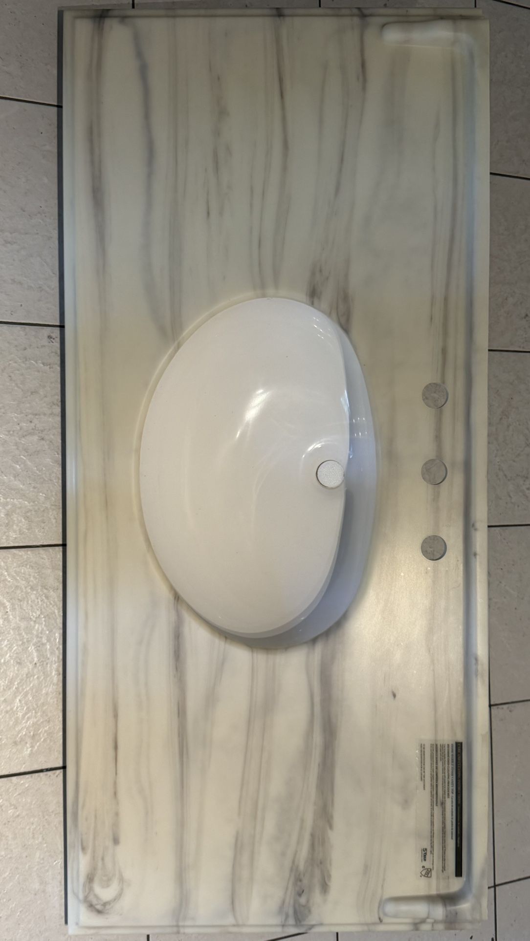 Vanity top 49” Pegasus marble finish (NEW – never installed)