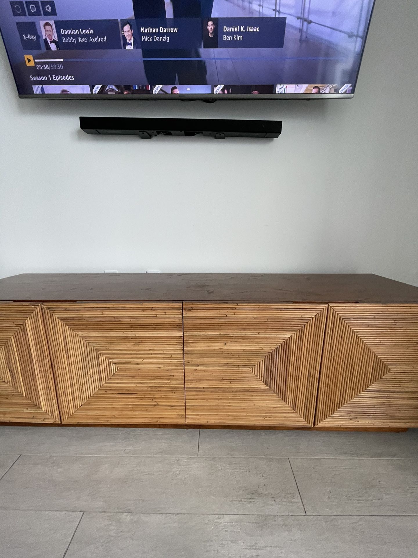 CB2 Reflect Rattan Credenza. 71"Wx18"Dx20.25"H