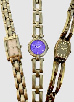 Lot of 3 Vintage Fossil F2 Women’s Watches – Pink, Brown & Gold, Purple Dials - Watches Collection