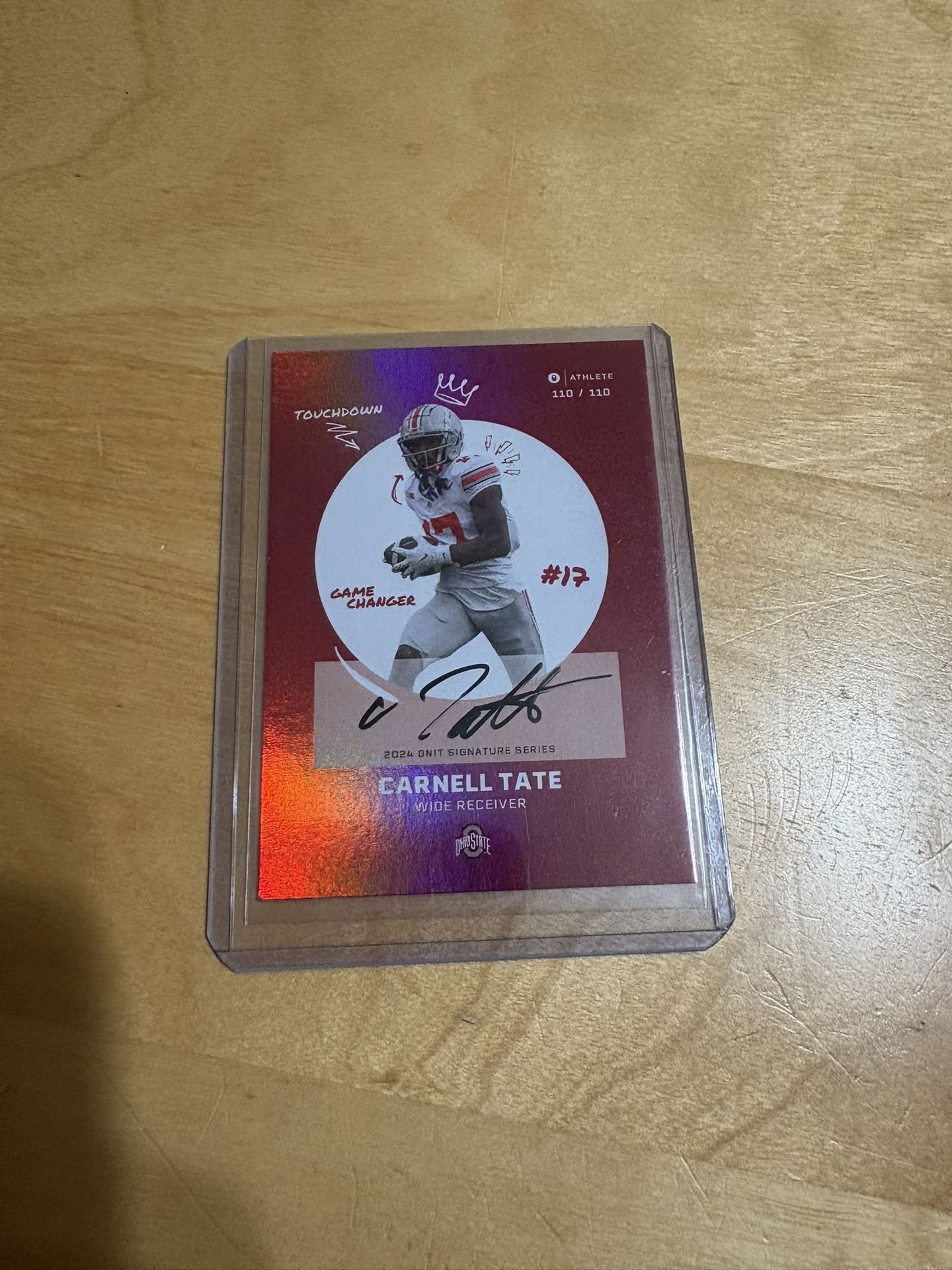 carnell tate ohio state autographed card. (future nfl draft pick)