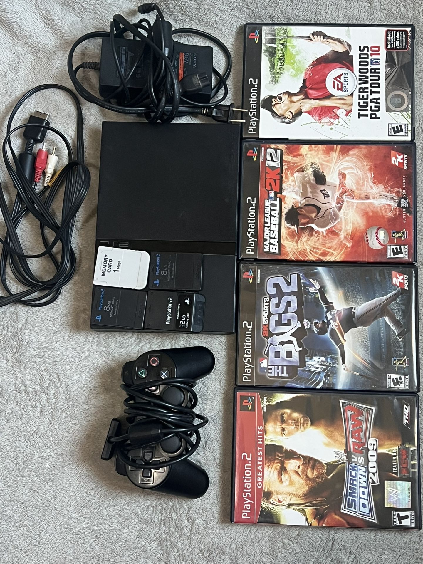 PlayStation 2 Slim Bundle – Games, Controller, Memory Cards