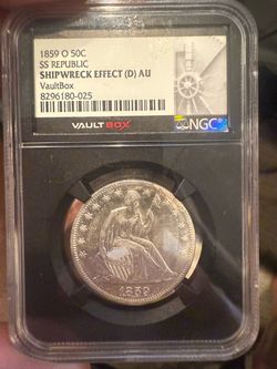 1859-O Seated Liberty Half Dollar NGC AU SS Republic - VAULTBOX