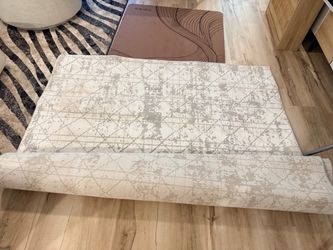 Cream and Gray Abstract Area Rug