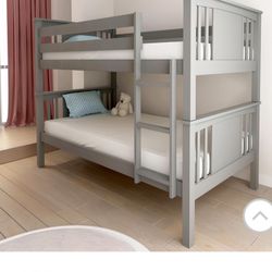 Twin / Twin Wooden Bunkbed With Both Nice Mattresses Included  👈🏼 