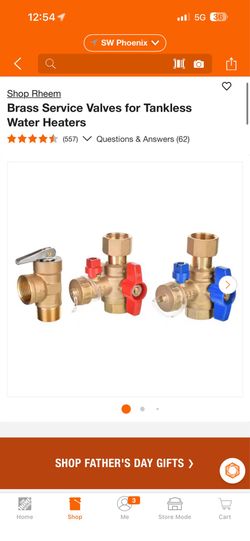 Brass Service Valves for Tankless Water Heaters