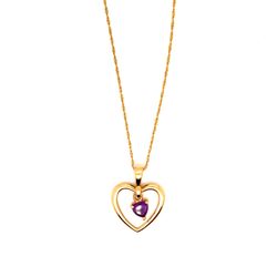 14K Gold Amethyst Heart Necklace