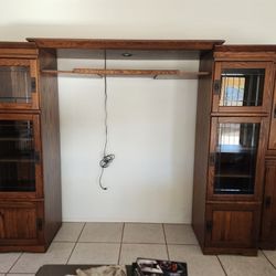 Large Wooden Media Cabinet