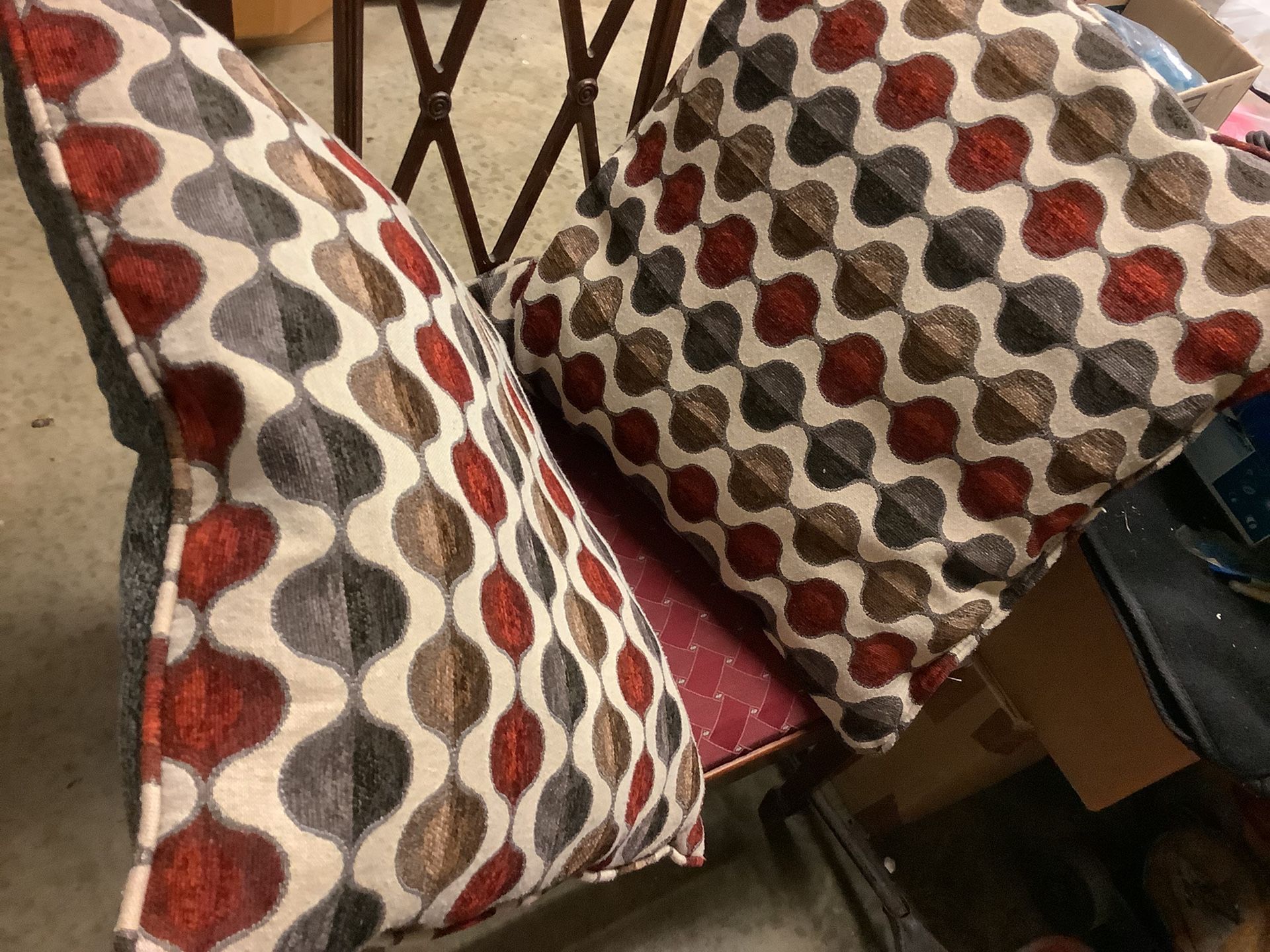 NEW Sofa Pillows Red , Gray, Brown Set Of Two